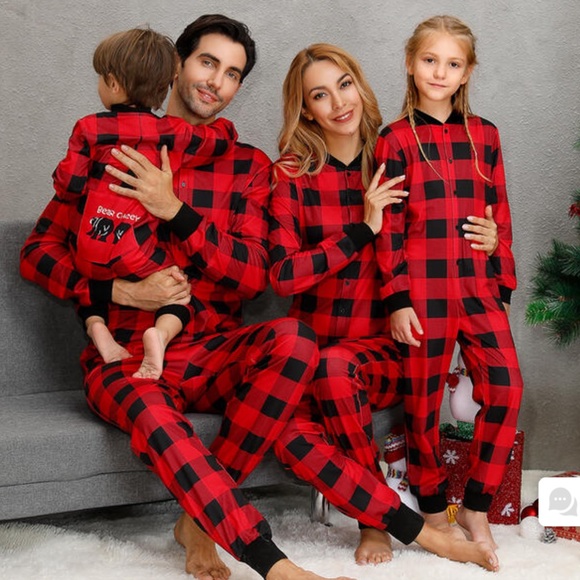 Chicsoso Underwear & Socks Mens Matching Buffalo Plaid Pajamas